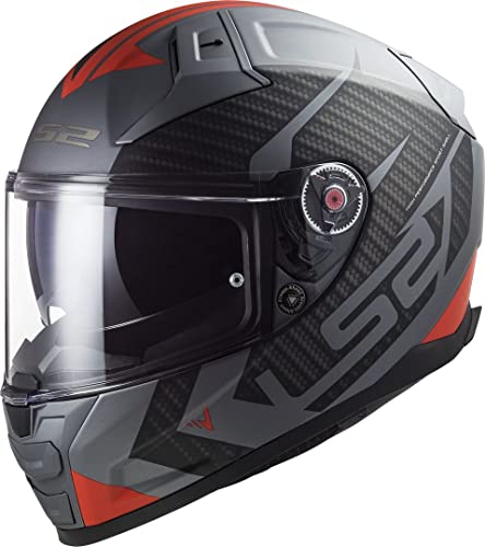 LS2, kask motocyklowy VECTOR II Splitter matowy tytanowy czerwony, M