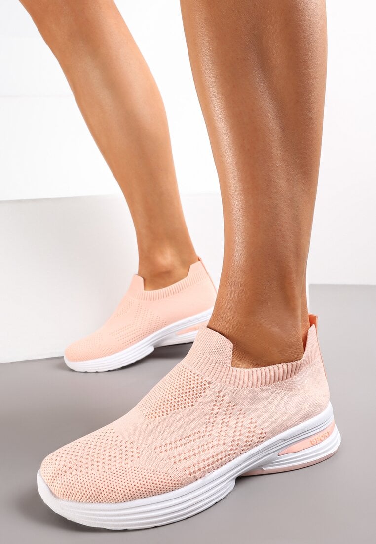 Różowe Wsuwane Buty Sportowe na Płaskiej Podeszwie Sheina