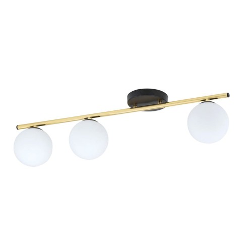 Monza lampa sufitowa 3-punktowa czarna/złota/opal 1252/3