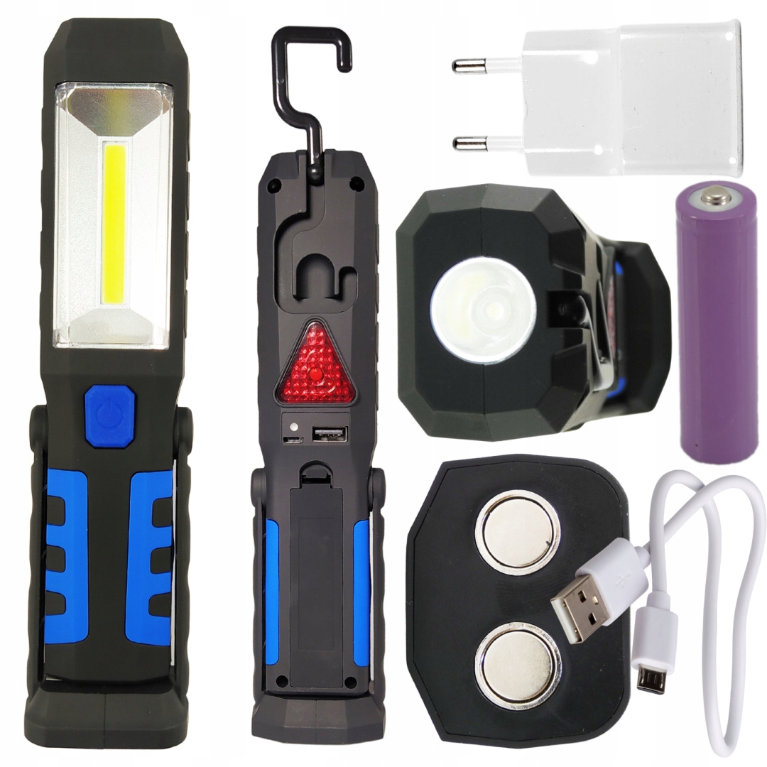Lampa Latarka Led Warsztatowa Magnes/hak Usb