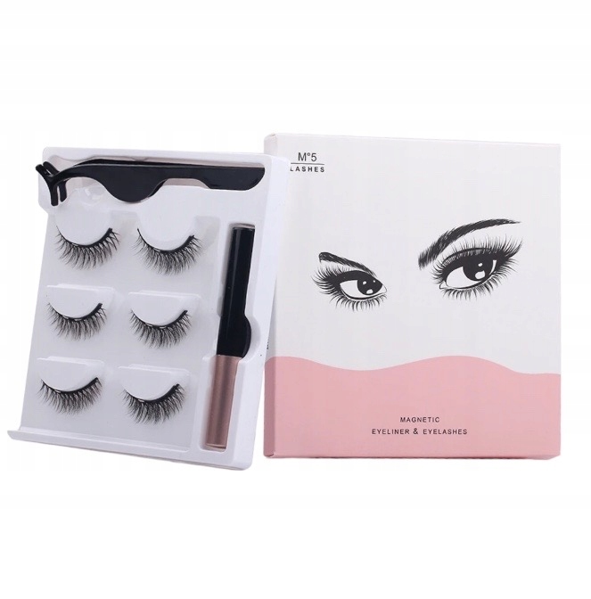 Sztuczne Rzęsy Magnetyczne 6 Szt.+pęseta+eyeliner