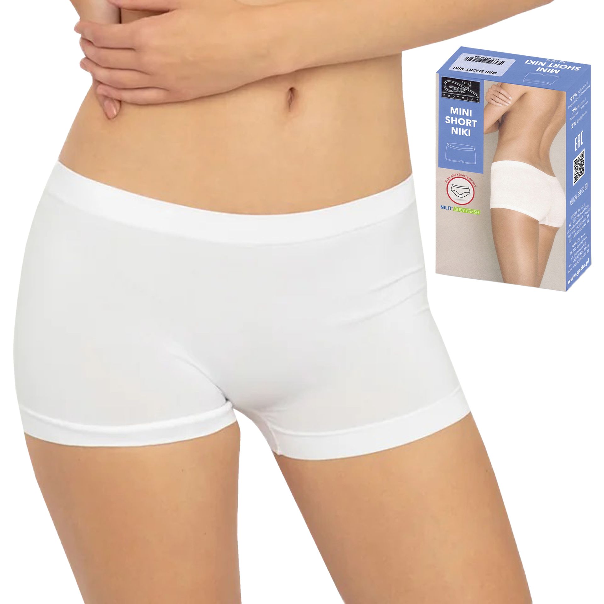 Gatta szorty bezszwowe Niki Mini Short białe, S