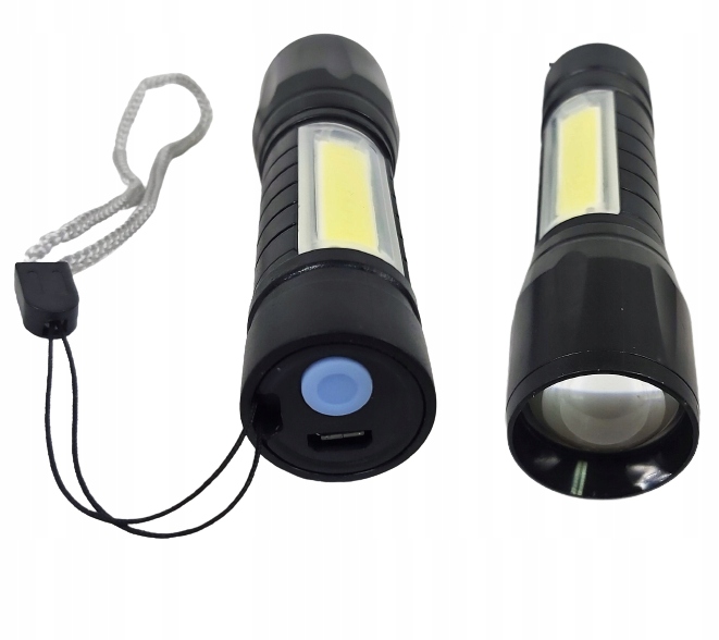 Mini Latarka Akumulatorowa LD Cob Zoom Usb W Etui