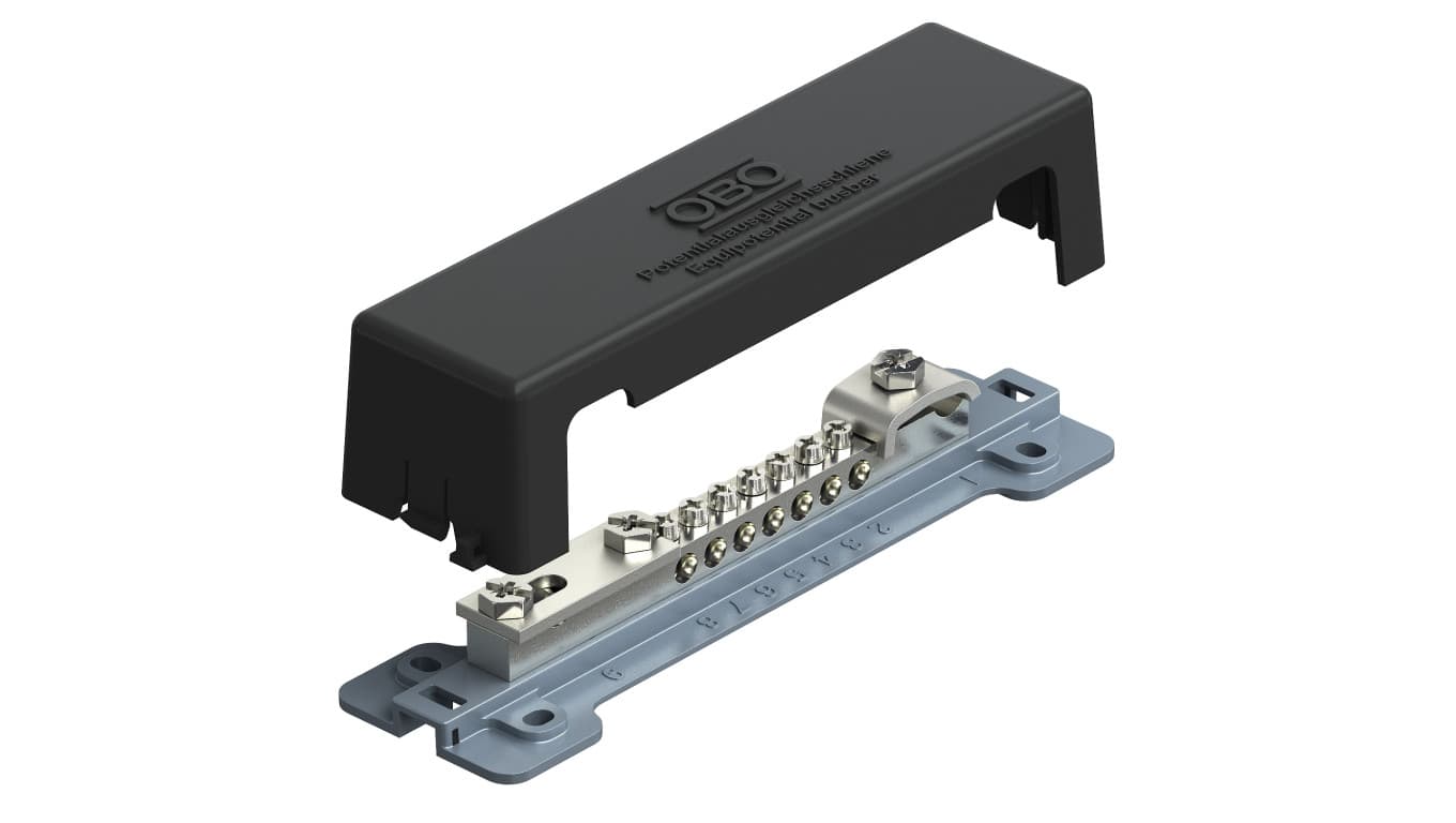 Obo bettermann Szyna wyrównawcza pokrywa odporna na UV podstwa metalowa 7x25mm2 + 1x10mm + 1x płaskownik 1809 A 5015105 5015105