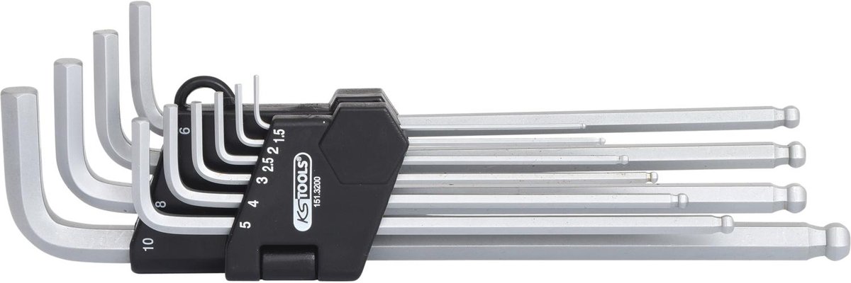 KS Tools Komplet klucz imbusowy zagięty z firmy  151.3200 Classic głowica kulowa w uchwytów składanych, 10-częściowy, 1.5  10 MM 4042146024119