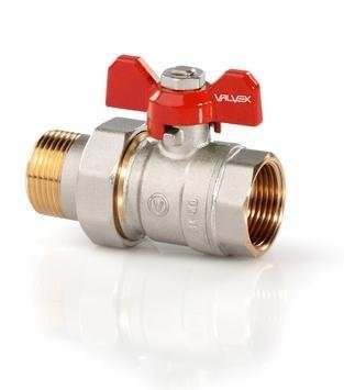 Zawór kulowy niklowany ORO z dławikiem z półśrubunkiem z motylkiem aluminiowym (MAl) 1
