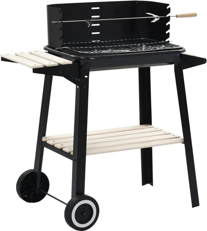 Grill ogrodowy węglowy BBQ chromowany ruszt + rożen półki Countryside