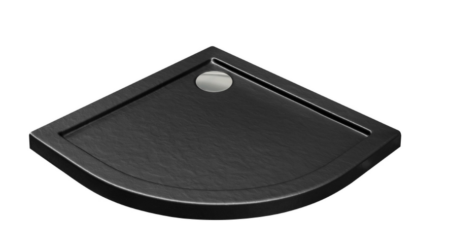 Besco ARON STONE Brodzik półokragły  90x90 Czarny BAA-90-NR-CN