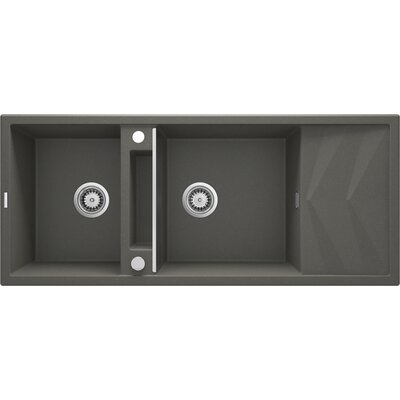 Deante Magnetic Zlewozmywak granitowy dwukomorowy 116x50 cm antracyt metalik ZRMT213