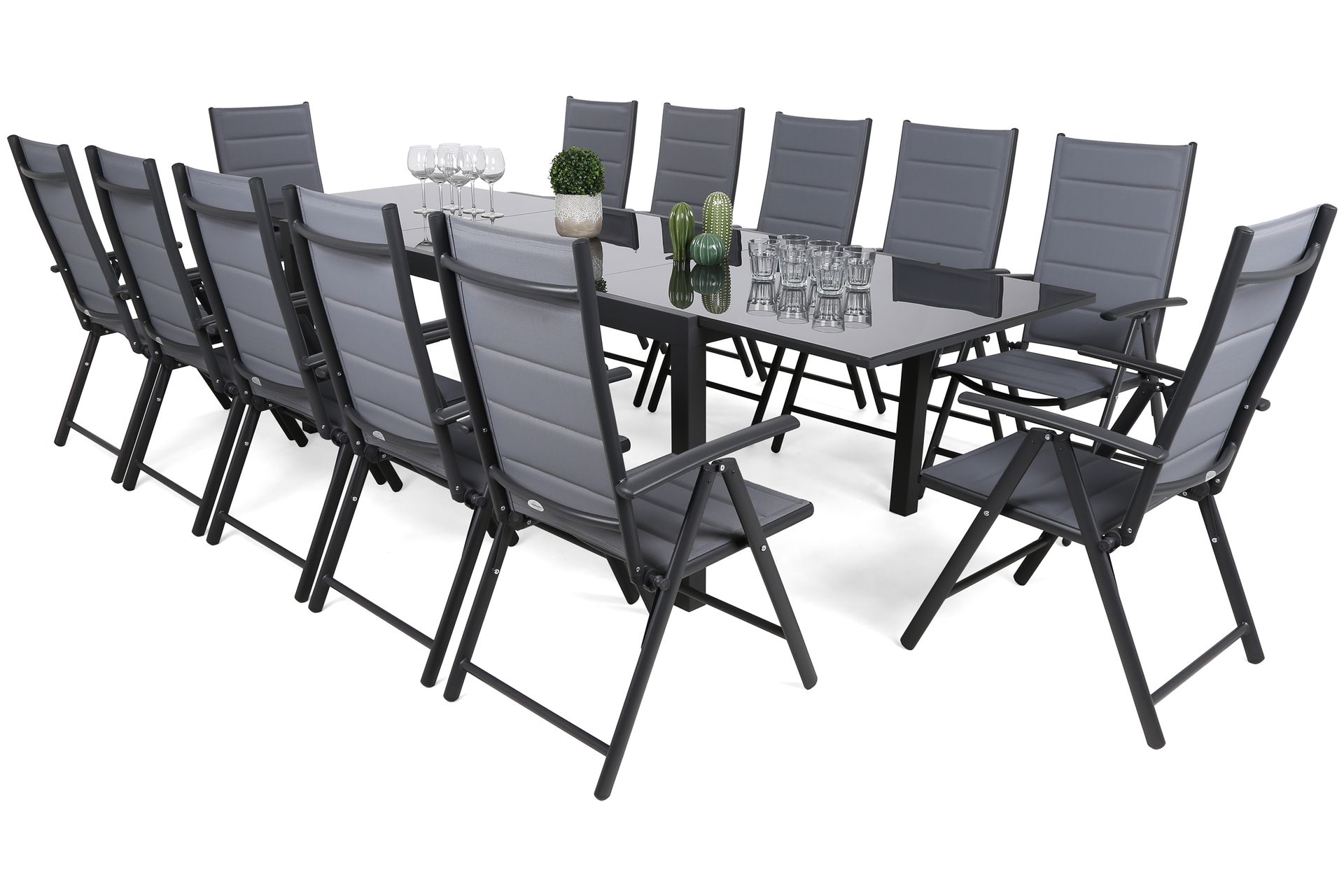 Meble ogrodowe aluminiowe Ontario 200+100 cm Grey / Light Grey Ibiza Grey / Window Grey 12+1