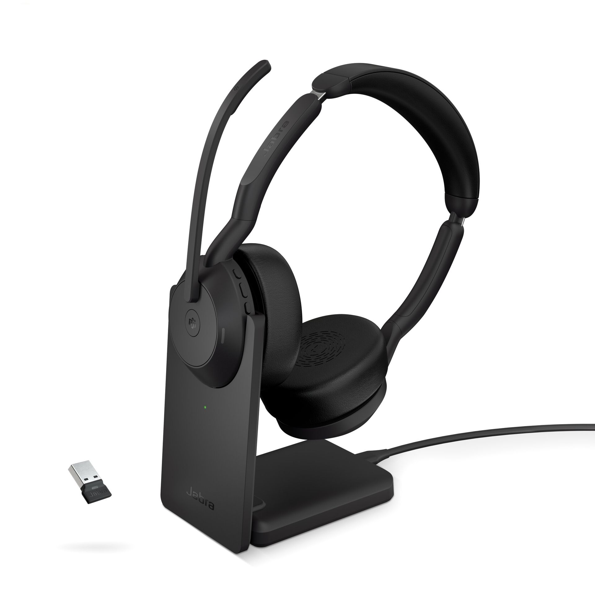 Jabra Evolve2 55 Link380a UC Stereo bezprzewodowy stereofoniczny zestaw słuchawkowy z USB-A, w tym stacja ładująca