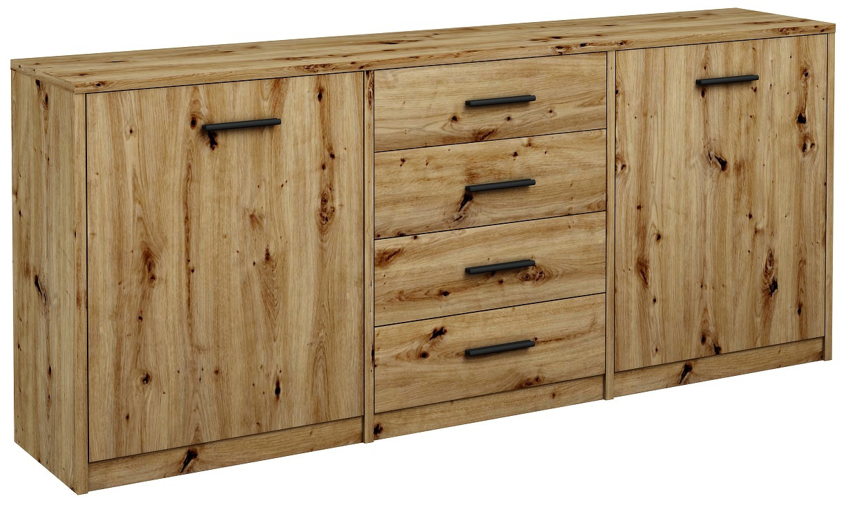 Długa komoda z szufladami i drzwiczkami dąb artisan H3-E59