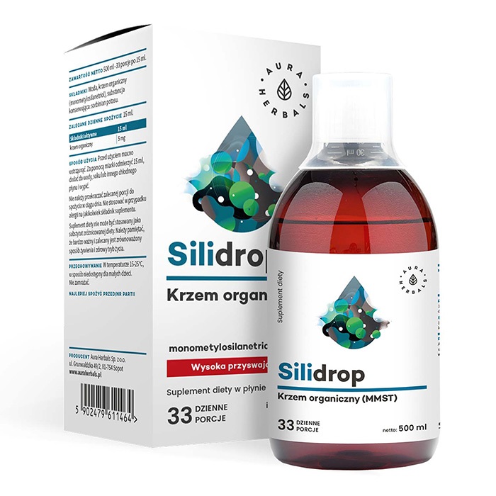 AURA HERBALS Silidrop - krzem organiczny MMST Silicium G5 - płyn 500ml 21AURSILDR