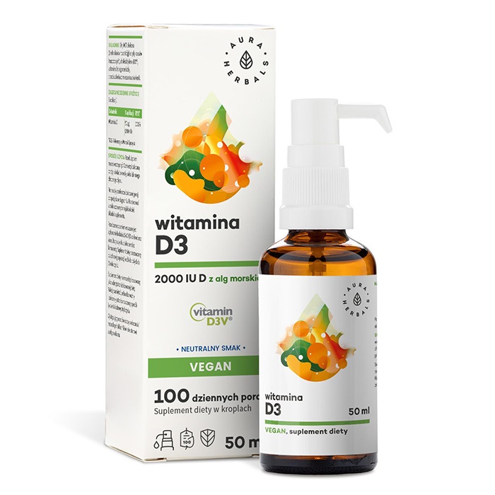 Witamina D3 2000 IU Vegan, krople 50 ml