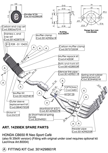 DB Killer zestaw części zamiennych LeoVince tłumik wydechowy EVO 2 S59