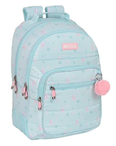 MOOS - Plecak szkolny dla dzieci, idealny dla dzieci w różnym wieku, wygodny i wszechstronny, jakość i wytrzymałość, 32x15x42 cm, turkusowy niebieski, Turkusowy niebieski, Estándar, Casual