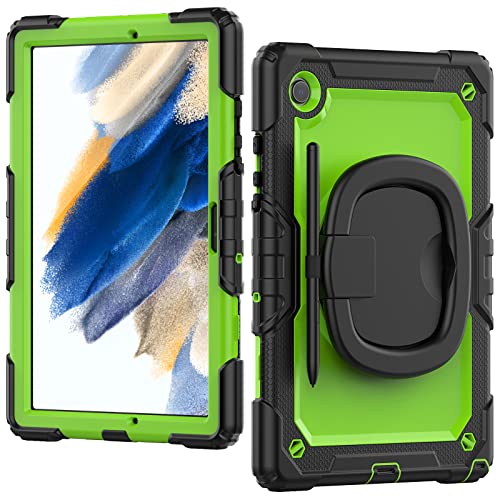 Etui do Samsung Galaxy Tab A8 10,5 cala 2022 SM-X200/X205/X207, silikonowe etui z obrotowym stojakiem/uchwytem, uchwyt na długopis, pasek na ramię do Galaxy Tab A8 zielony PC