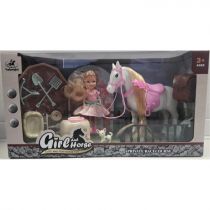 Laleczla z koniem i pieskiem + akcesoria Macyszyn Toys