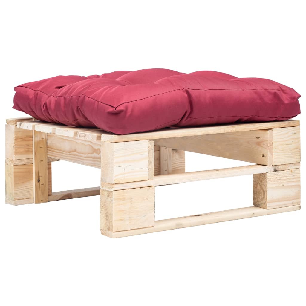vidaXL ogrodowy puf z palet czerwona poduszka naturalne drewno FSC 277475 277475