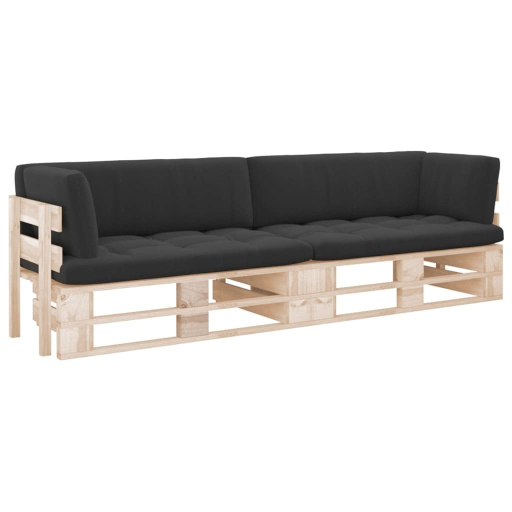 vidaXL Sofa 2-osobowa z palet, z poduszkami, impregnowane drewno