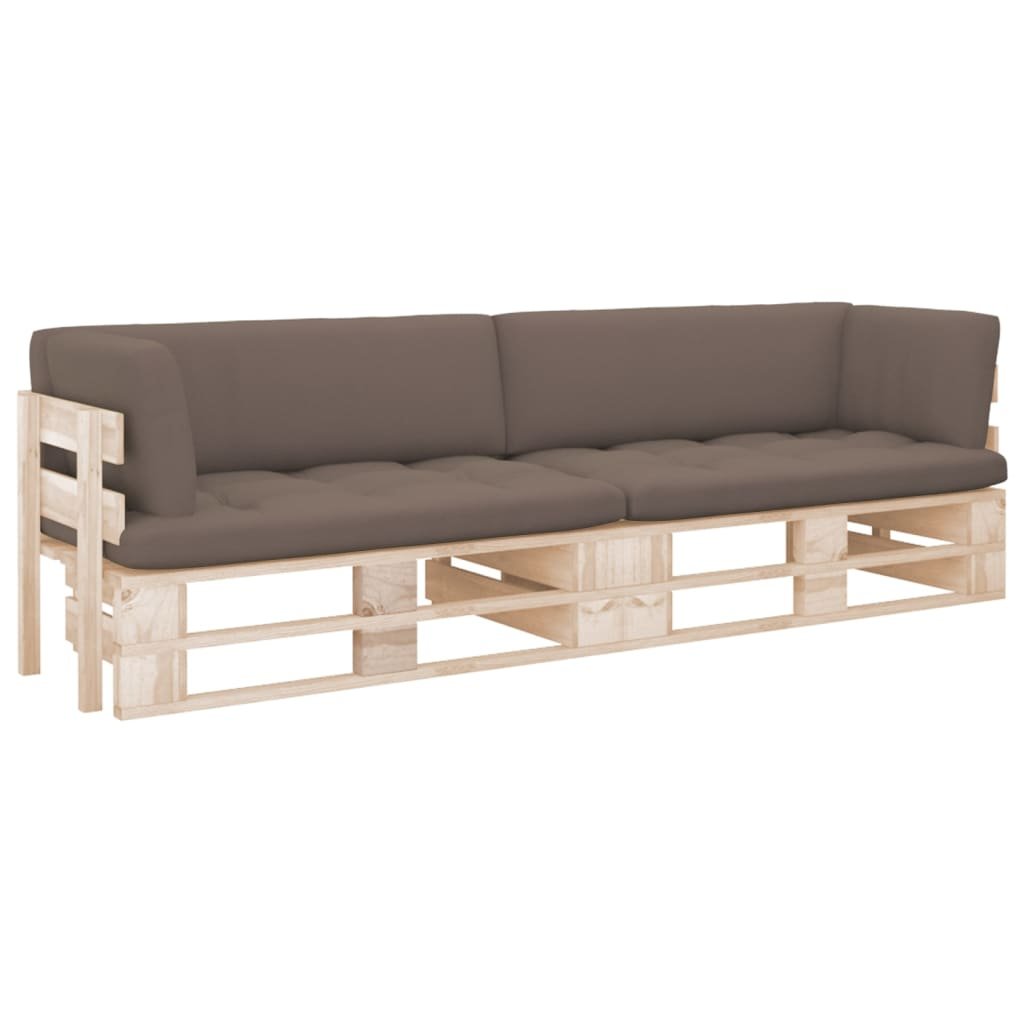 vidaXL Sofa 2-osobowa z palet, z poduszkami, impregnowane drewno