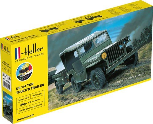 Heller Jeep Willys GP z przyczepką (z farbami) 57105