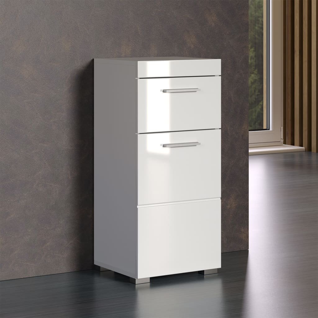 Trendteam trendteam AD80201 szafka łazienkowa, biała, wysoki połysk frontów, szer. x wys. x głęb. 37 x 79 x 31 cm 1393-802-01
