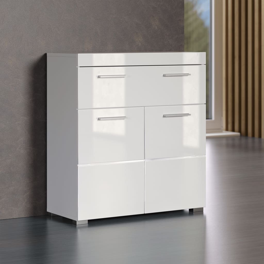 Trendteam Amanda szafka łazienkowa, 73 x 79 x 31 cm, biała, wysoki połysk, z szufladą; łatwa w utrzymaniu w czystości 1393-805-01
