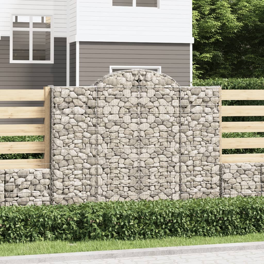 vidaXL Kosze gabionowe, 2 szt, 200x30x160/180 cm, galwanizowane żelazo