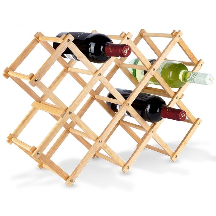 Stojak na wino drewniany 10 butelek 54x36 cm kod: O-229077