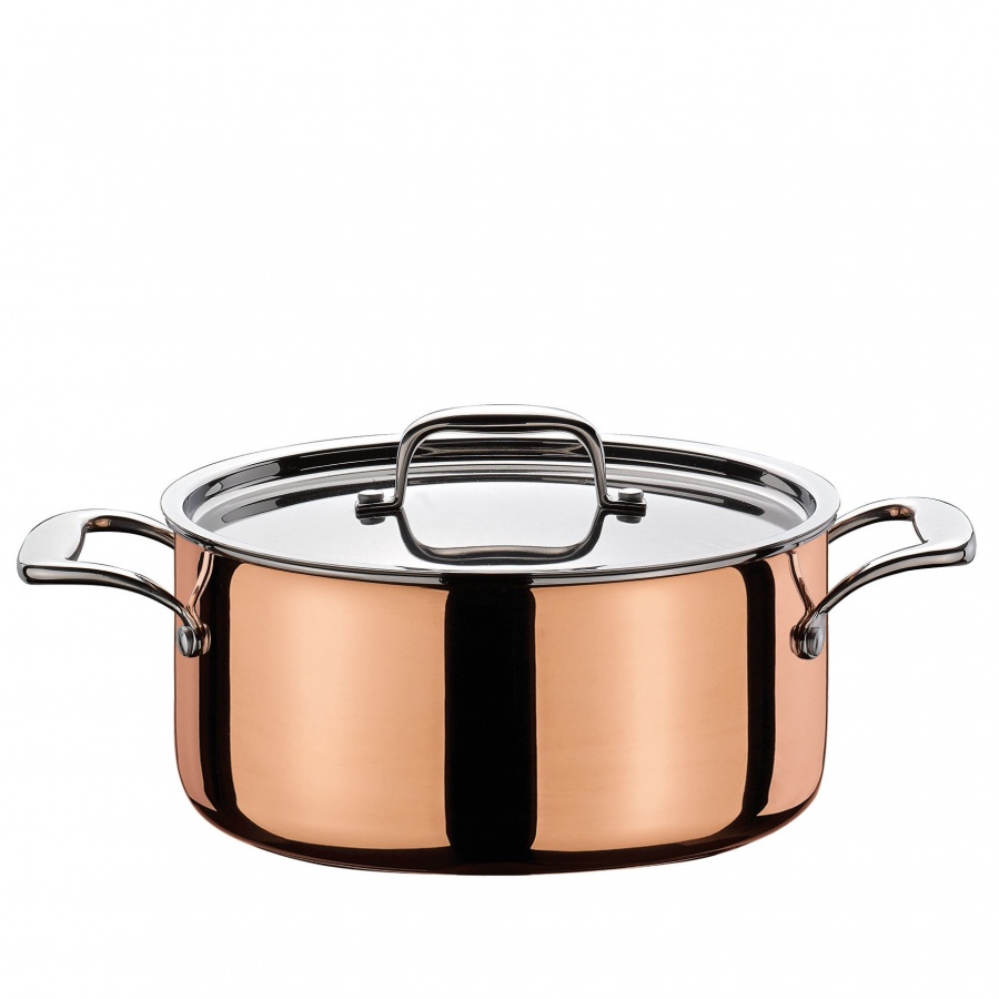 Garnek niski miedziany, 1,4 l, śred. 16 cm, miedź/stal nierdzewna 18/10 SP-0715500616