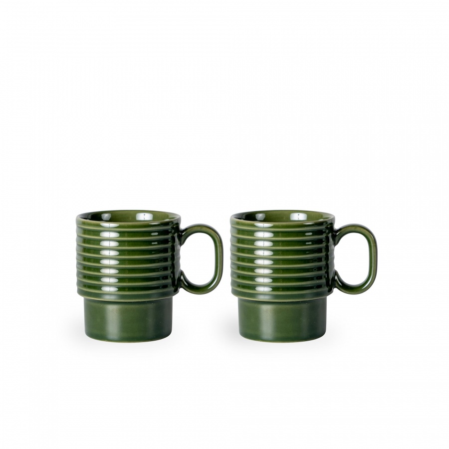 Filiżanki do kawy, 2 szt., zielone, ceramika, 0,25 l, wys. 9 cm kod: SF-5018370 + Sprawdź na SuperWnetrze.pl