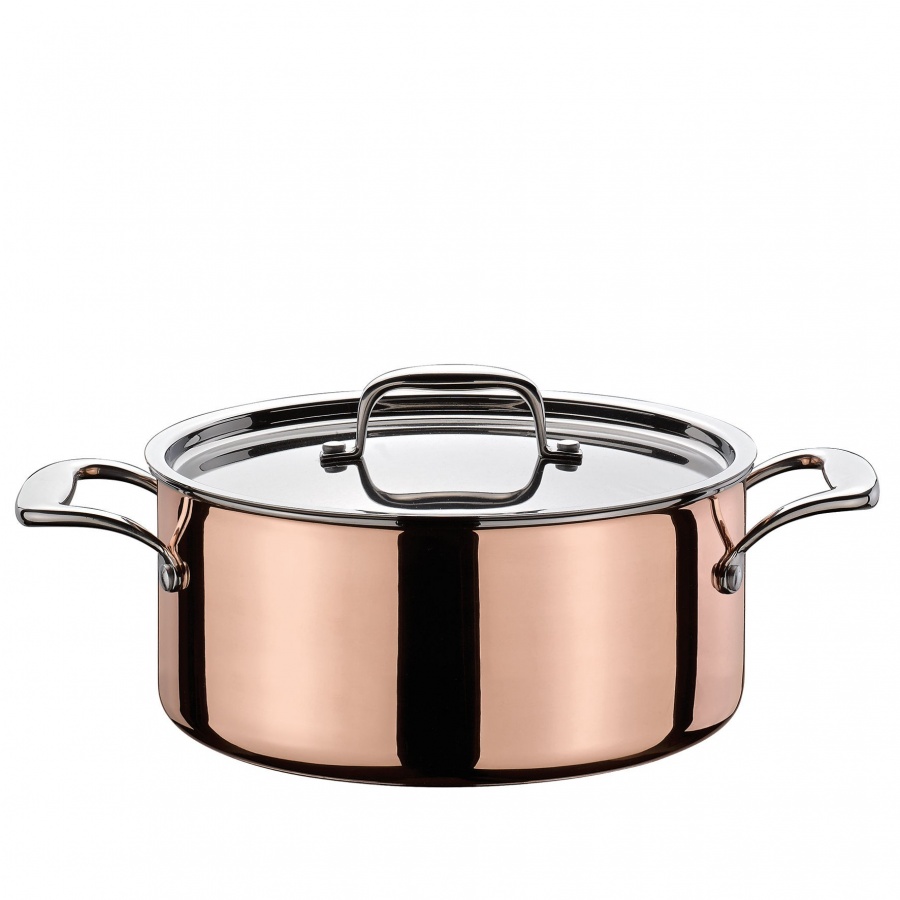 Garnek niski miedziany, 4,7 l, śred. 24 cm, miedź/stal nierdzewna 18/10 SP-0715500624