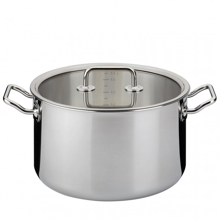 Garnek z pokrywą, 6,5 l, śred. 24 x 14 cm, stal nierdzewna 18/0/szkło SP-0480840624
