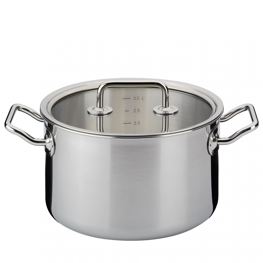 Garnek z pokrywą, 3,7 l, śred. 20 x 12 cm, stal nierdzewna 18/0/szkło SP-0480840620