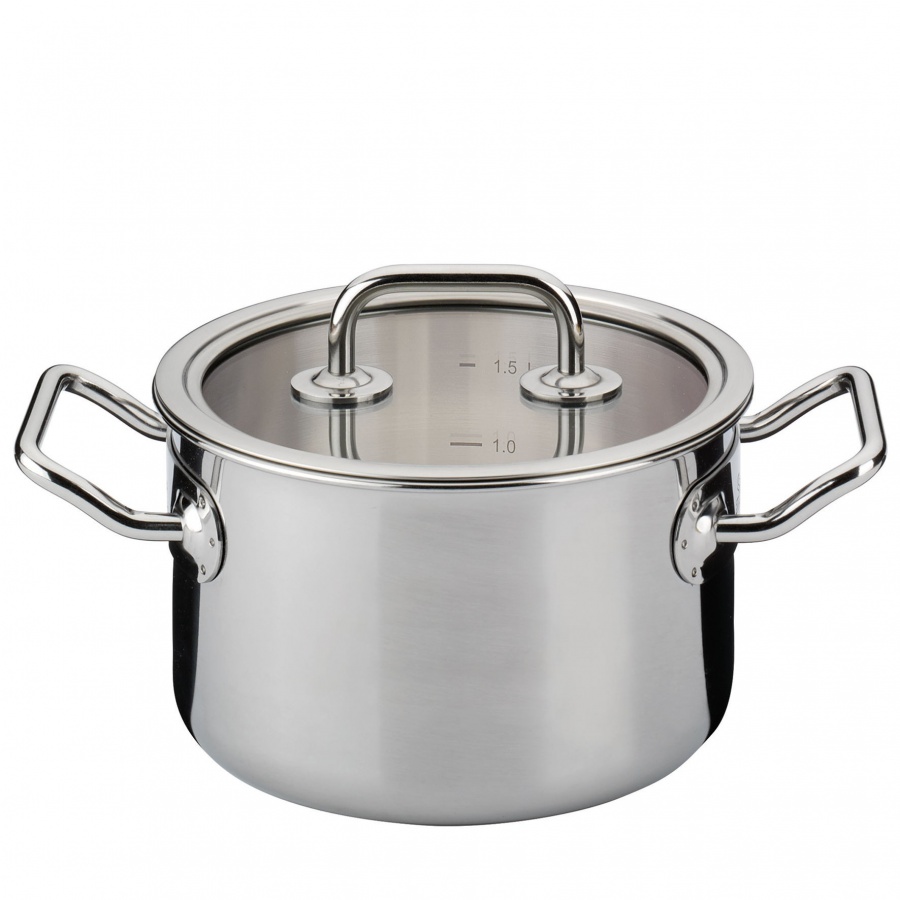 Garnek z pokrywą, 1,7 l, śred. 16 x 10 cm, stal nierdzewna 18/0/szkło SP-0480840616