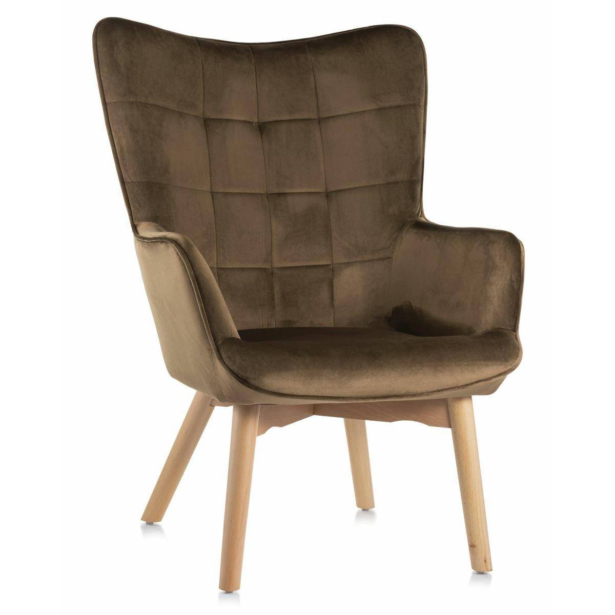 Fotel Grella Brown Uszak w stylu scandi