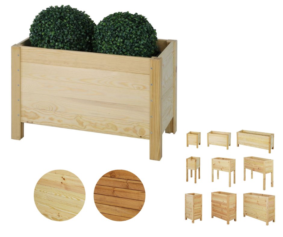 Drewniana Skrzynia na 2 Donice szer. 60cm Regulacja Dna RDS – Naturalna / Wamar-Sosenka