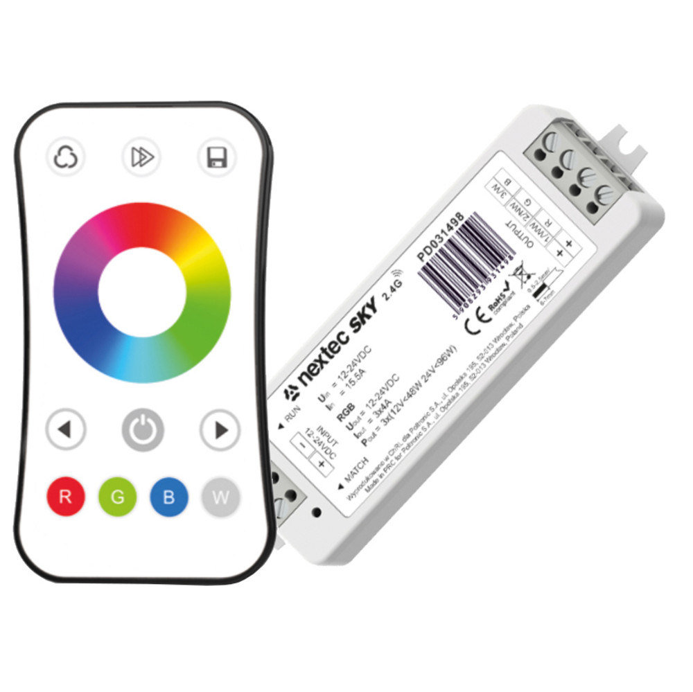 Nextec Zestaw NEXTEC SKY RGB 12-24V 3x4A (pilot+sterownik)