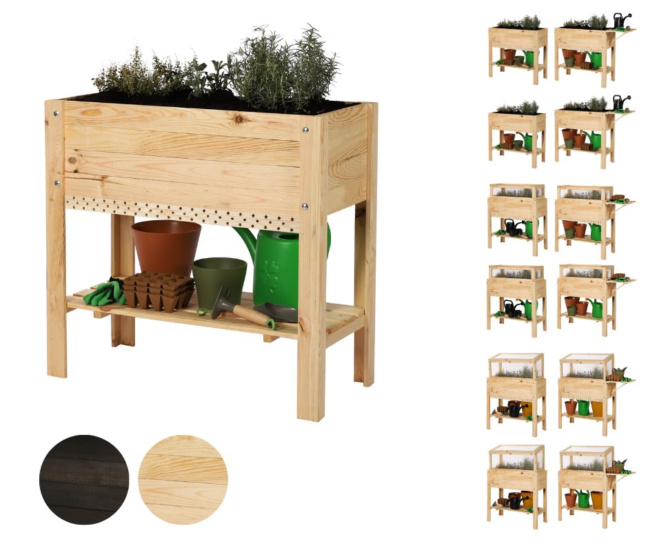 Ziołownik z półką dolną i domkiem dla owadów OBL - Naturalny / Wamar-Sosenka