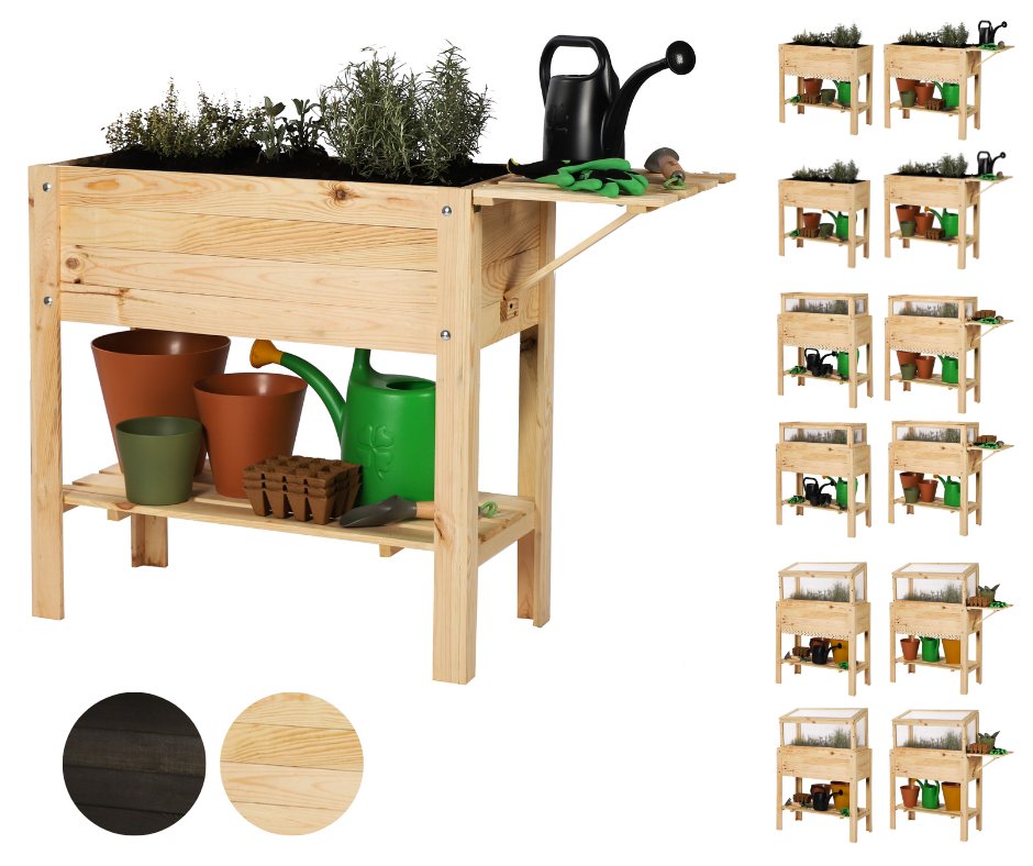 Ziołownik na nóżkach z półką dolną i boczną OBL - Naturalny / Wamar-Sosenka