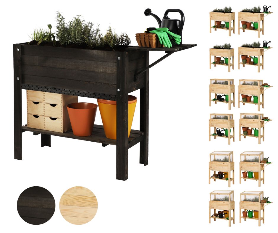 Ziołownik z półką dolną/boczną i domkiem dla owadów OBL - Czarny / Wamar-Sosenka