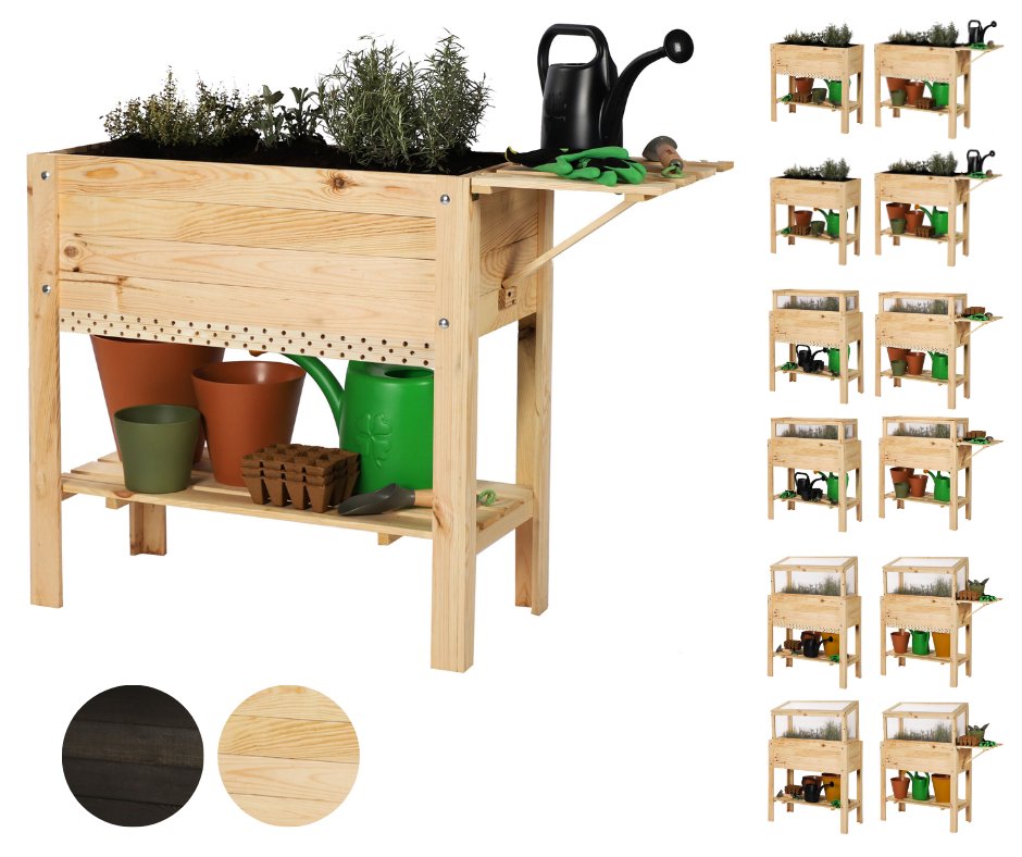 Ziołownik z półką dolną/boczną i domkiem dla owadów OBL - Naturalny / Wamar-Sosenka