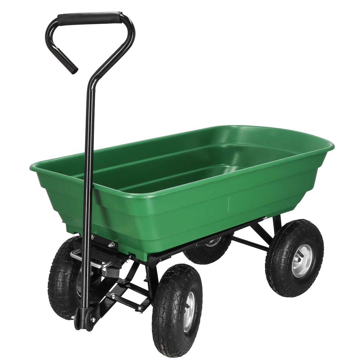 Wózek transportowy ogrodowy z funkcją wywrotki przyczepka metalowa 250 kg zielona