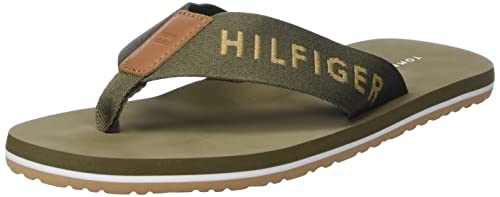 Tommy Hilfiger Męskie klapki plażowe Hilfiger Print, wyblakłe wojskowe, 40 EU
