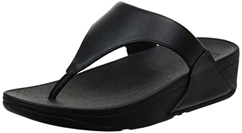 Fitflop Damskie sandały skórzane Lulu Toepost Stringi, Czarny czarny 001, 39 EU