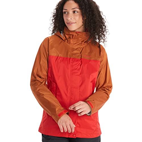 Marmot Kobiety Wm's PreCip Eco Jacket, Wodoodporna kurtka przeciwdeszczowa, oddychający płaszcz przeciwdeszczowy z kapturem, lekka wiatrówka hardshell na wędrówki, Cairo/Copper, L