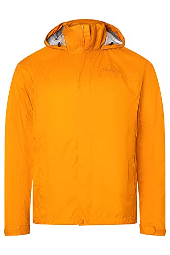 Marmot Meżczyzni PreCip Eco Jacket, Wodoodporna kurtka przeciwdeszczowa, oddychający płaszcz przeciwdeszczowy z kapturem, lekka wiatrówka hardshell na wędrówki, Orange pepper, L