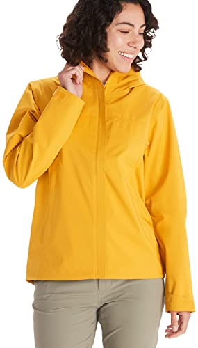 Marmot Kobiety Wm's PreCip Eco Pro Jacket, Wodoodporna kurtka przeciwdeszczowa, oddychający płaszcz przeciwdeszczowy, składana wiatrówka hardshell, idealna na trekking, Golden Sun, L