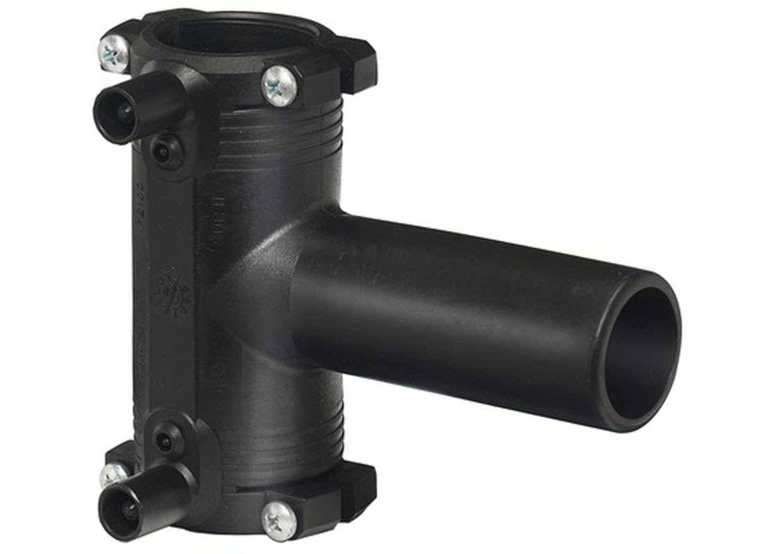 Trójnik elektrooporowy 90ST. DN50 PE100, SDR11, PN10 gaz/PN16 woda